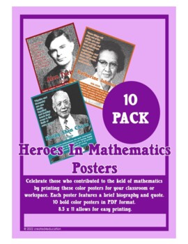 Preview of Heros in Mathematics/ Bulletin Board Posters