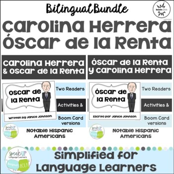 Preview of Herrera De la Renta Hispanic Heritage Readers Printable & Boom Cards | Bilingual