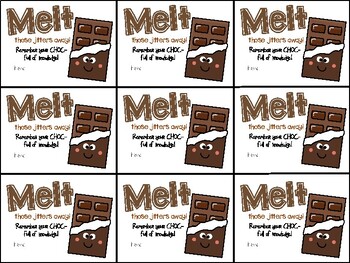 Preview of Hershey's Chocolate Bar Testing Gift Tag- Melt those jitters away!