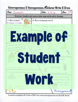 Heterogeneous And Homogeneous Mixtures Write And Draw Worksheet By Elly Thorsen