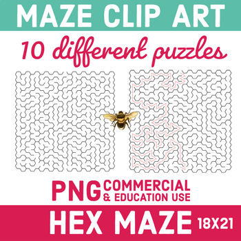 Preview of Hex Maze Clip Art for Commercial Use 18x21