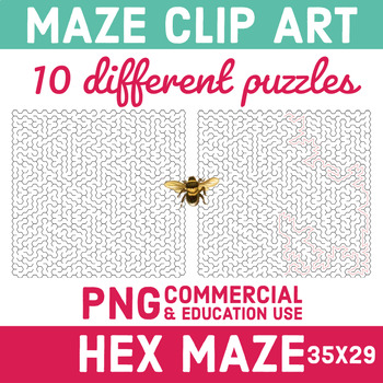 Preview of Hex Maze Clip Art for Commercial Use 35x29