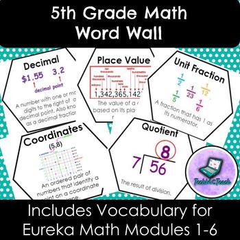 Preview of Math Word Wall (Hexagon) - 5th Grade Eureka Math Modules 1-6