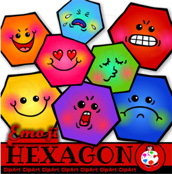 Preview of Hexagon Polygons - Emoticon Clip Art Shapes