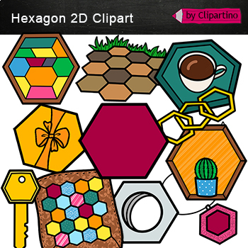 Preview of Hexagon Shapes Clip Art /2D Shapes Real Life /Objects Clip Art Commercial use