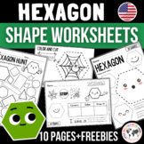 Kindergarten 2D Shapes Worksheet: HEXAGONS - Shape Sort, S