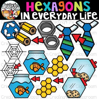 Preview of Hexagons in Everyday Life Clipart {Hexagons in real life Clipart}