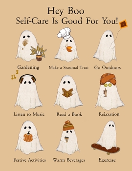 Preview of Hey Boo, Self-Care is Good for You! Instant download | Halloween Themed Psycholo