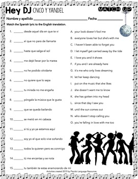 Hey Dj Spanish Song Activities Packet Song Of The Week Tpt