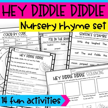 Preview of Hey Diddle Diddle Nursery Rhyme Activities and Story Sequencing Poster