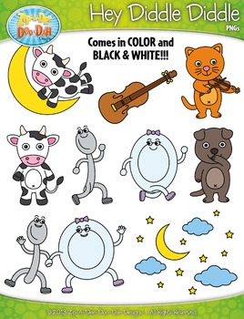 Preview of FREE Hey Diddle Diddle Nursery Rhyme Clipart {Zip-A-Dee-Doo-Dah Designs}