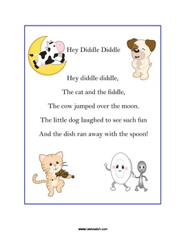 Preview of Hey Diddle Diddle Nursery Rhyme Preschool Pack
