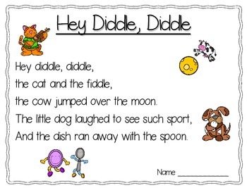 Hey Diddle Diddle Nursery Rhyme Set by Kindergarten Princess | TpT