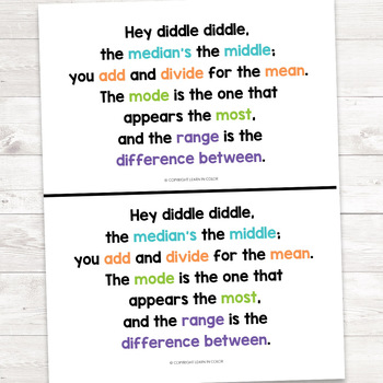 Hey Diddle Diddle, The Median's the Middle Posters by Learn in Color