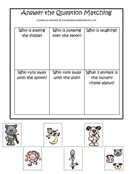 Hey Diddle Diddle themed Answer the Question preschool learning game ...