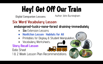 Preview of Hey! Get Off Our Train Companion Lessons (Habitats & Endangered Animals)