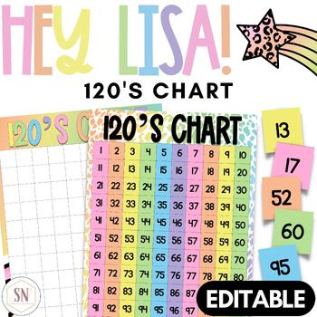 Preview of Hey Lisa! Bright & Happy 120's Chart | Editable | *NEW