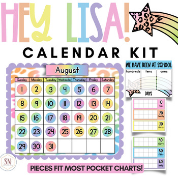 Preview of Hey Lisa! Bright & Happy Calendar With Calendar Math Pieces  | Editable | *New