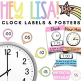 Hey Lisa! Bright & Happy Clock Labels & Posters | Editable | *NEW