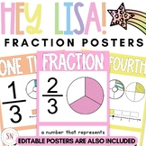 Hey Lisa! Bright & Happy Fraction Posters | Editable | *NEW
