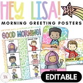 Hey Lisa! Bright & Happy Greeting Posters | Editable | *NEW