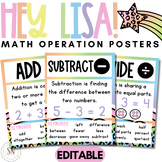 Hey Lisa! Bright & Happy Math Operations - Key Words Poste