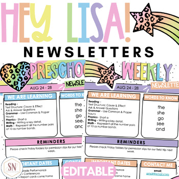 Preview of Hey Lisa! Bright & Happy Newsletter | Parent Communication | Editable