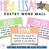 Hey Lisa! Bright & Happy Poetry Word Wall | Editable | *NEW