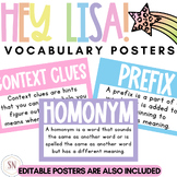 Hey Lisa! Bright & Happy Reading Vocabulary Word Wall | Ed