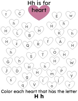 Hh is for Heart - Letter Hunt Worksheet by Kristina Sanford | TPT