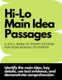 Hi-Lo Main Idea Text Passages for High School Struggling Readers