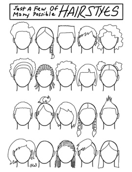 Hairstyles Elementary Art Drawing Reference Handout, Poster, or Printable