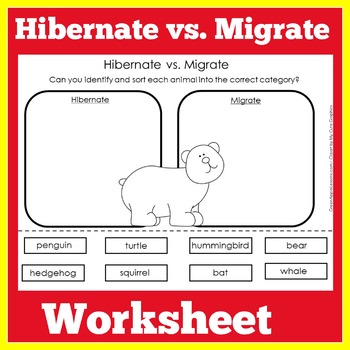 Animal Hibernation Migration Worksheet | Preschool Kindergarten 1st Grade