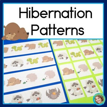 Preview of Hibernating Animals Hibernation Patterns Math Center with AB  ABC  AAB and ABB
