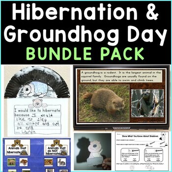 Preview of Hibernation & Groundhog Day Activities Crafts Writing Prompts Shadow Science
