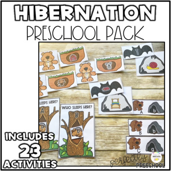 Preview of Hibernation Preschool Activities for Math and Literacy Centers