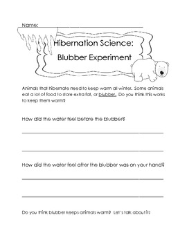 Hibernation Science Experiments K-4 Experiments for your Hibernation Unit