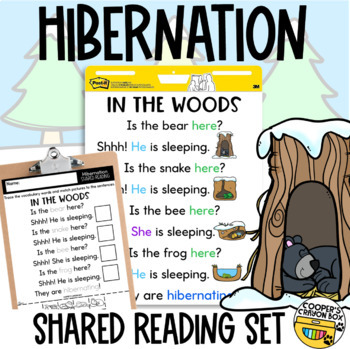 Preview of Hibernation | Seasonal Poem | Project & Trace, Sight Words, Vocabulary