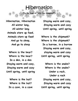 Preview of Hibernation Song and Worksheet