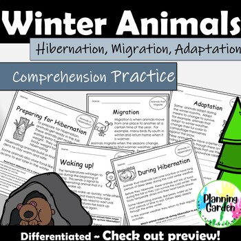 Preview of Hibernation: Winter Animals Comprehension Practice  {Hibernation}