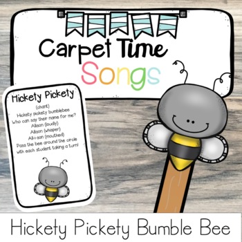 Preview of Hickety Pickety Bumble Bee Name Song | Carpet Time Song | Carpet Game Preschool