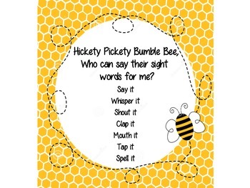 Preview of Hickety Pickety Sight Word Chant
