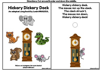 Preview of Hickory Dickory Dock Interactive/Adapted Song Book