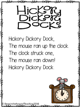 Hickory Dickory Dock Nursery Rhyme Activity by Deep in the Heart of Reading