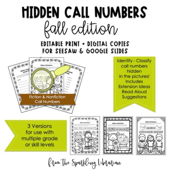 Preview of Hidden Call Numbers | Fall Edition | Editable Print + Digital Copies