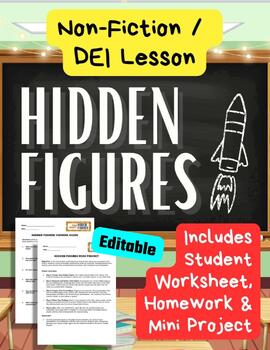 Preview of Hidden Figures DEI Movie Guide Worksheet, Journaling, HW & Mini-Project - ELA