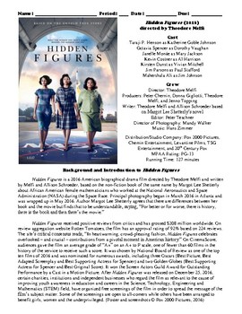 Preview of Hidden Figures Film (2016) Study Guide Movie Packet