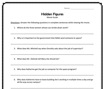 hidden figures movie guide worksheet