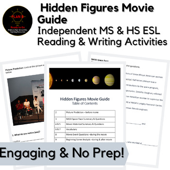Preview of Hidden Figures Movie Guide Middle & High School ESL No Prep  Sub Activity