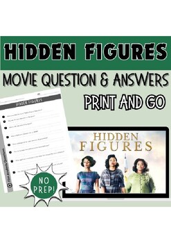 Preview of Hidden Figures Movie Guide for Women's History Month (sub plans/Rainy day)